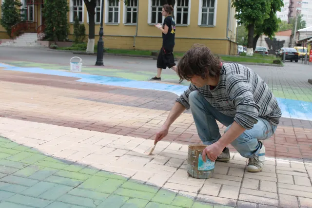 У Вінниці розпочали оновлювати 3D малюнок водоспаду — фото 1